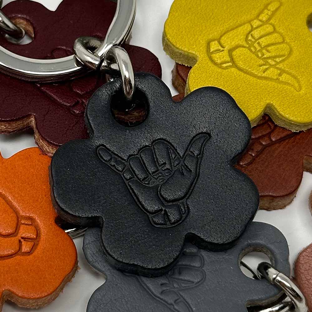 Last State Leather - Flower Shaka Leather Keychain - Black