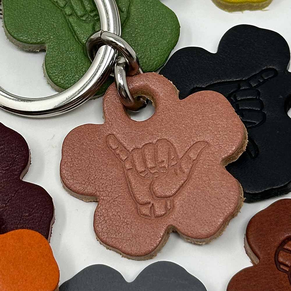 Last State Leather - Flower Shaka Leather Keychain - Blush
