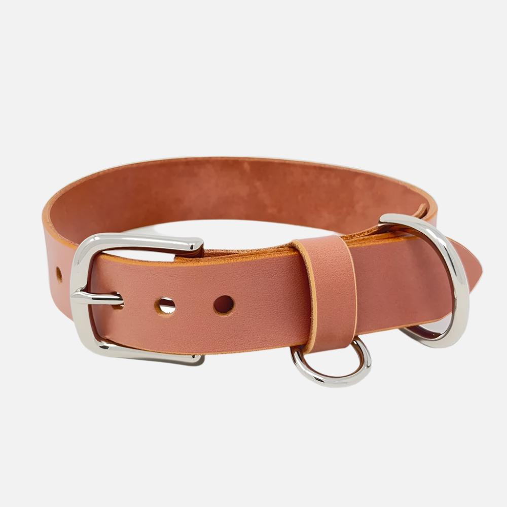 Last State Leather - Large Leather Collar - Blush/Nickel