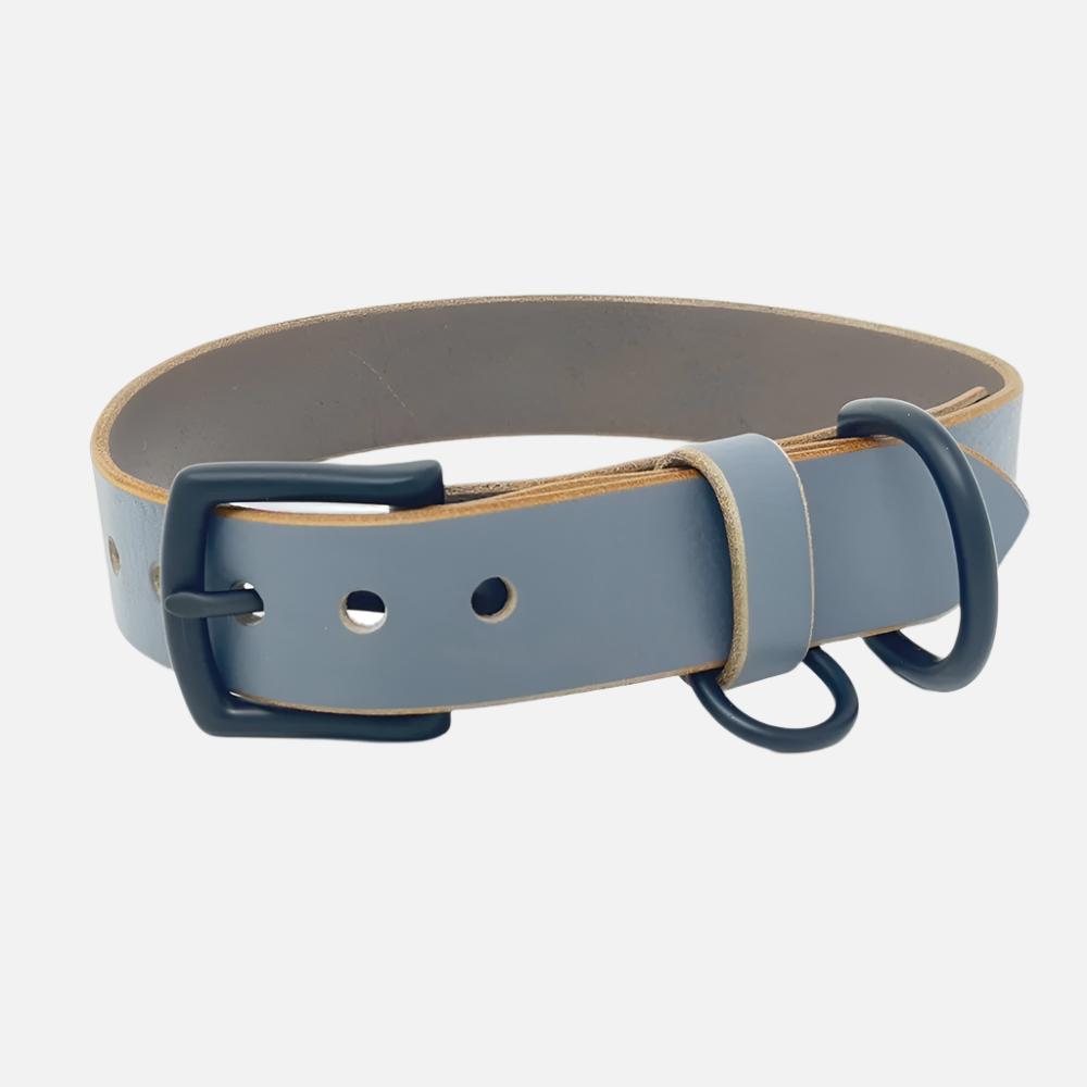 Last State Leather - Large Leather Collar - Grey/Black