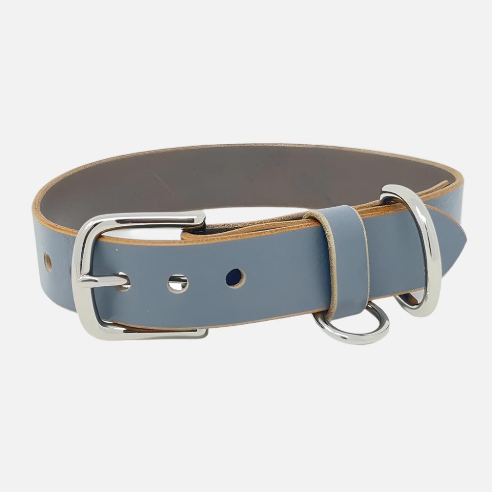 Last State Leather - Large Leather Collar - Grey/Nickel