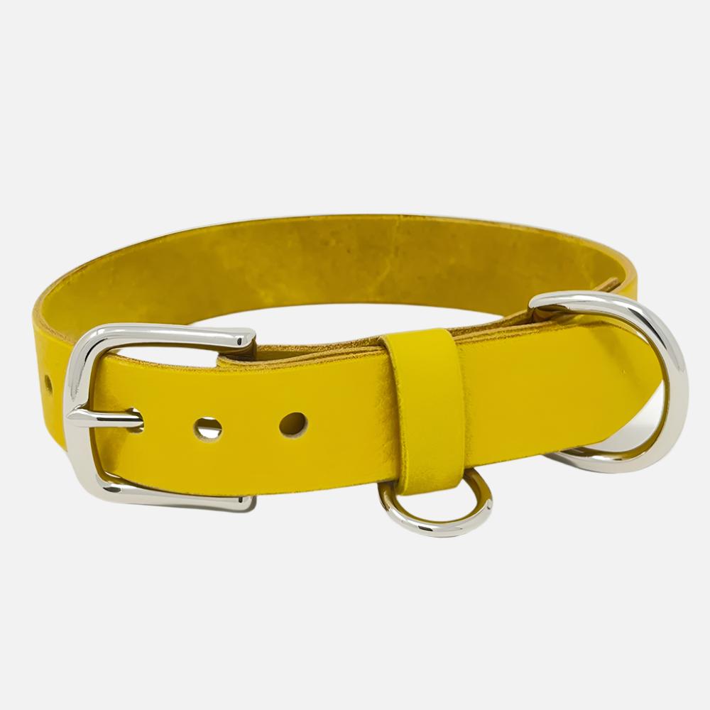 Last State Leather - Large Leather Collar - Mustard/Nickel