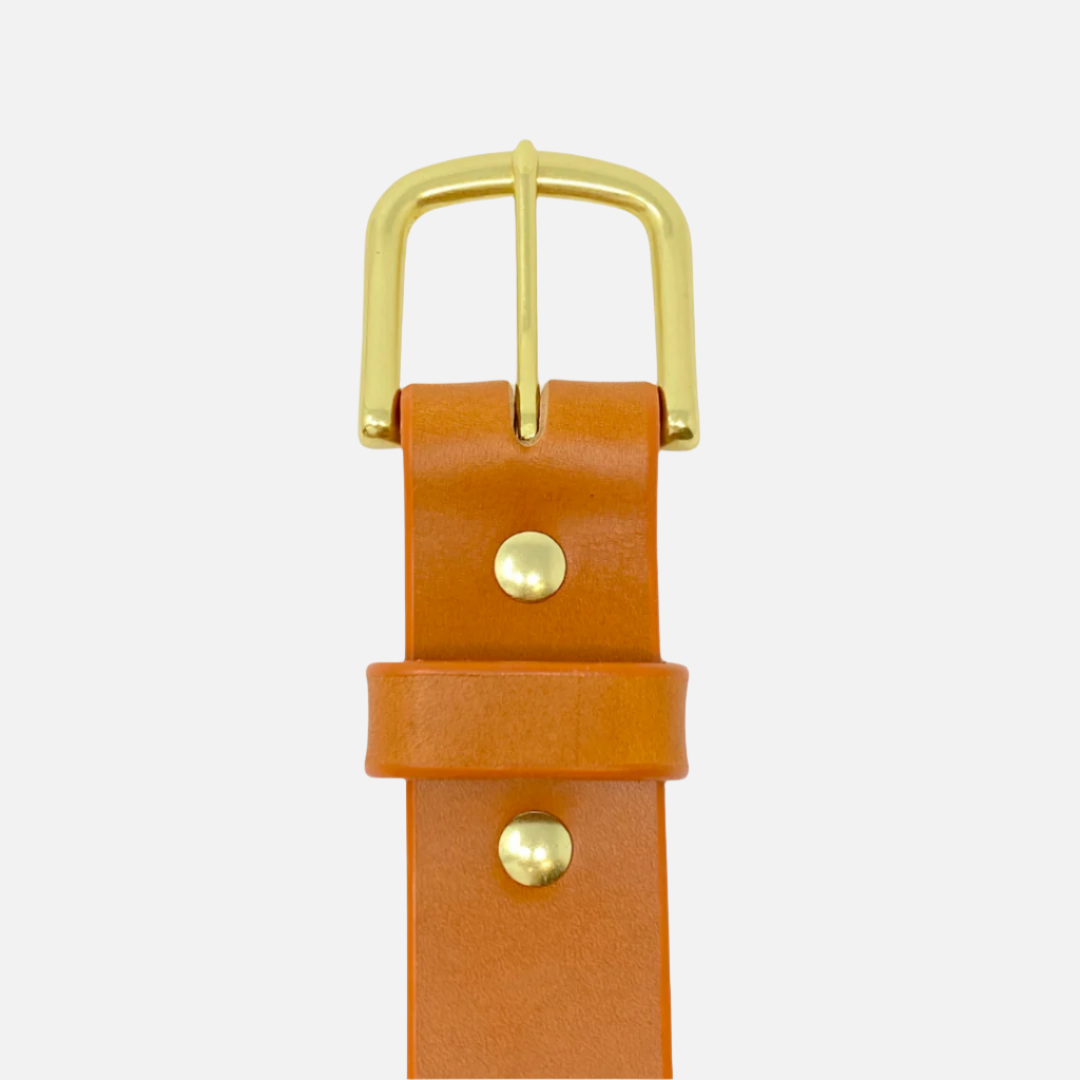 Last State Leather - Paniolo 1.5" Belt - Tan/Brass - Front