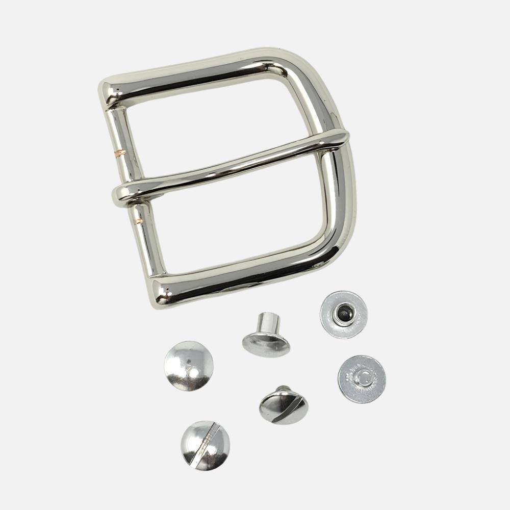 Last State Leather - 1.5" Buckle Kit - Square Heel Bar - Nickel