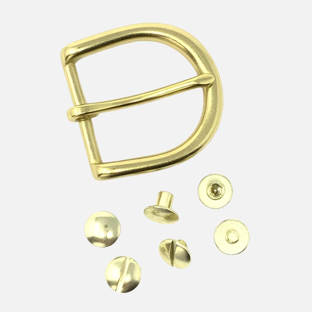 Last State Leather - 1.25" Buckle Kit - Round Heel Bar - Brass