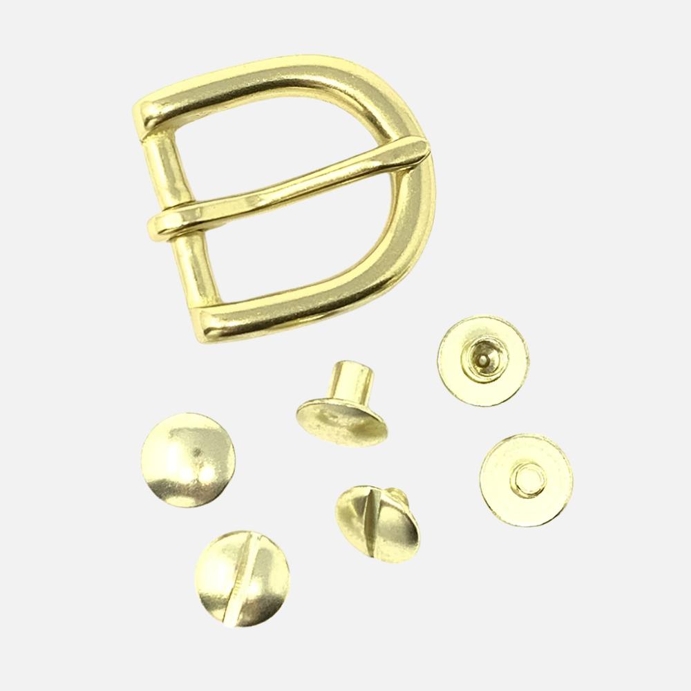 Last State Leather - 0.75" Buckle Set - Round Heel Bar - Brass