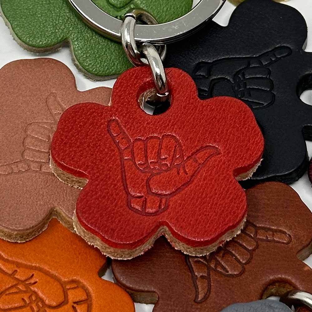 Last State Leather - Flower Shaka Leather Keychain - Chili Pepper