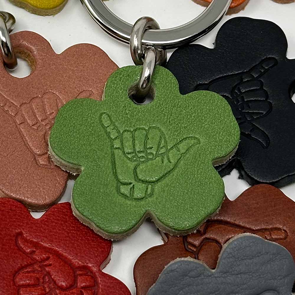 Last State Leather - Flower Shaka Leather Keychain - Green