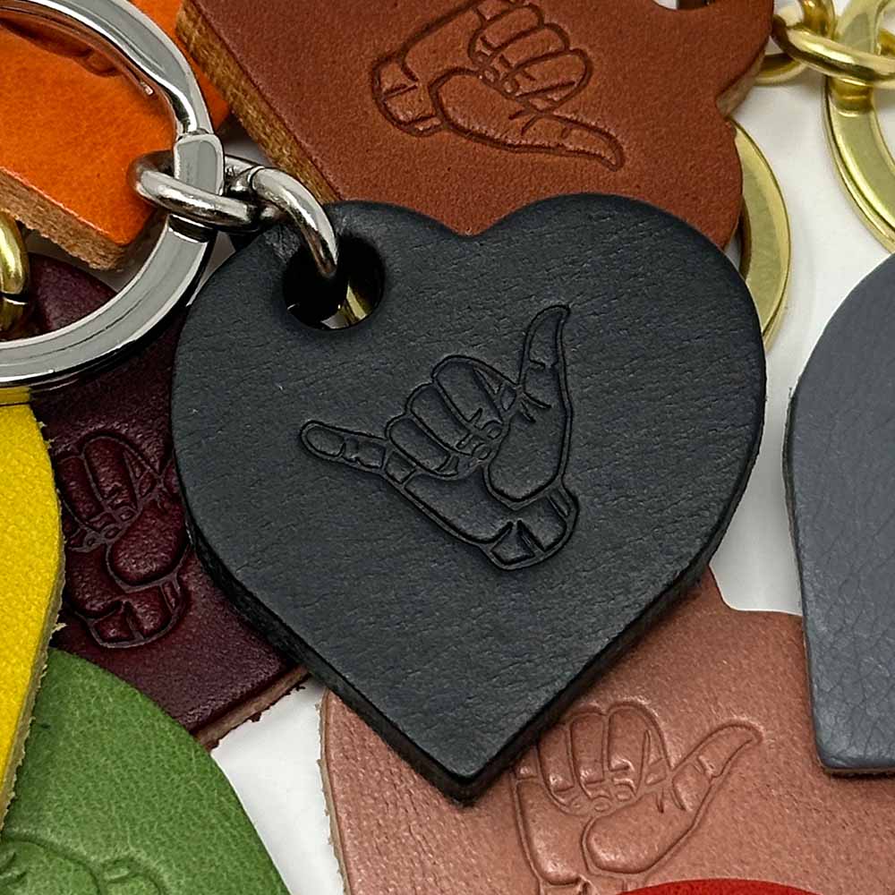 Last State Leather - Heart Shaka Leather Keychain - Black