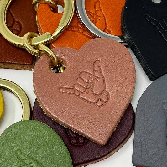 Last State Leather - Heart Shaka Leather Keychain - Blush