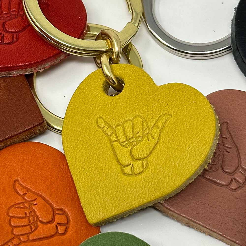 Last State Leather - Heart Shaka Leather Keychain - Mustard