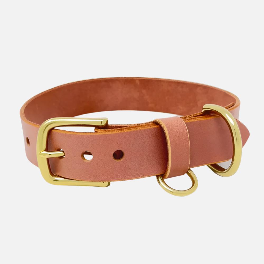 Last State Leather - Large Leather Collar - Blush/Brass