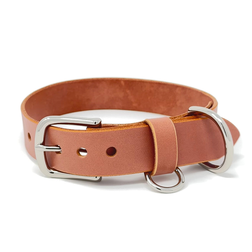 Last State Leather - Large Leather Collar - Blush/Nickel