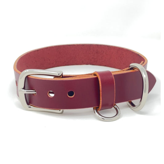 Last State Leather - Large Leather Collar - Burgundy/Nickel