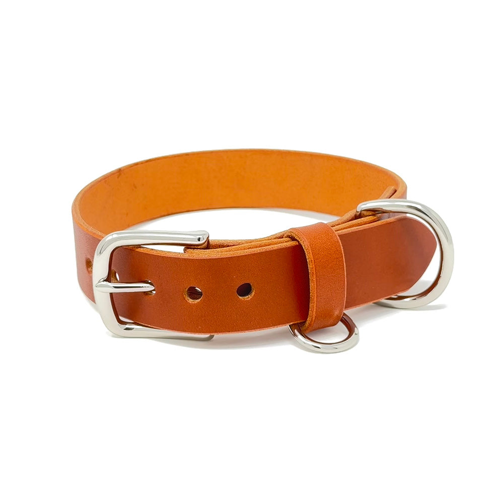 Last State Leather - Large Leather Collar - Chestnut/Nickel