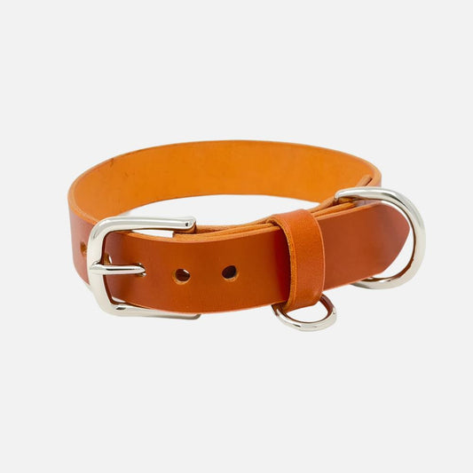 Last State Leather - Large Leather Collar - Chestnut/Nickel