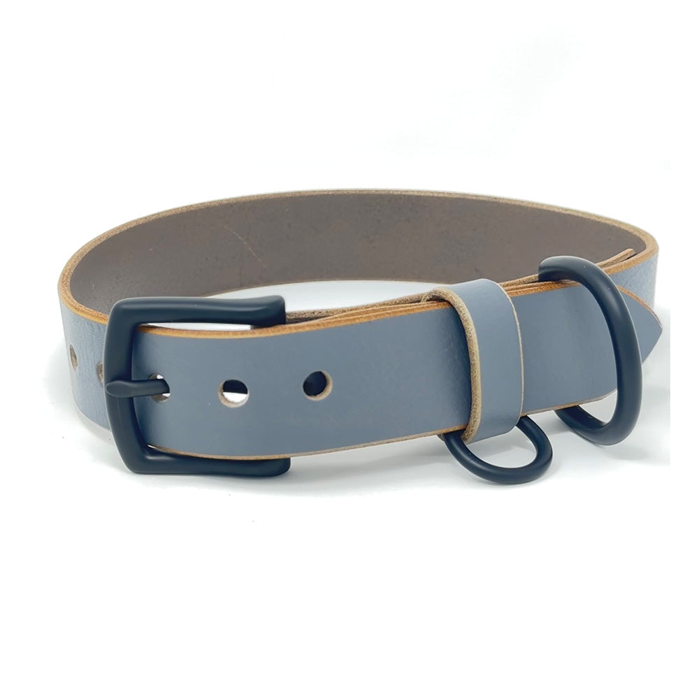Last State Leather - Large Leather Collar - Grey/Black