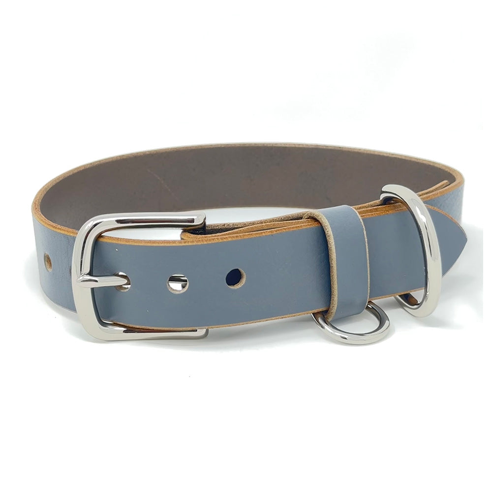 Last State Leather - Large Leather Collar - Grey/Nickel