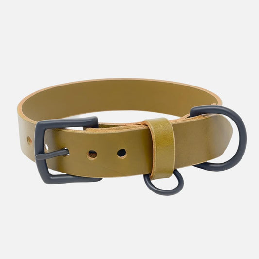 Last State Leather - Large Leather Collar - Olive/Black