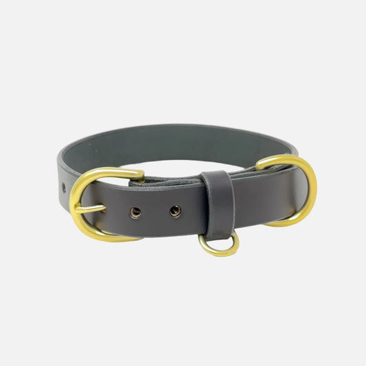 Last State Leather - Medium Leather Collar - Black/Brass