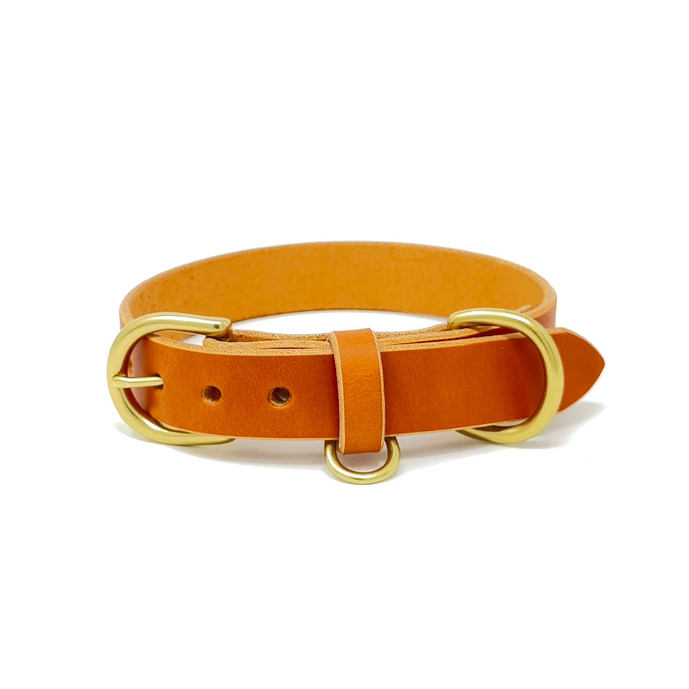 Last State Leather - Medium Leather Collar - Tan/Brass