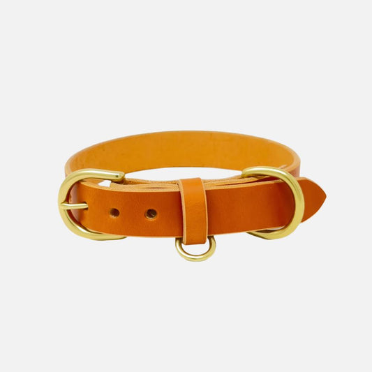 Last State Leather - Medium Leather Collar - Tan/Brass