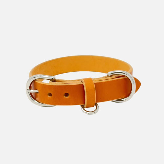 Last State Leather - Medium Leather Collar - Tan/Nickel