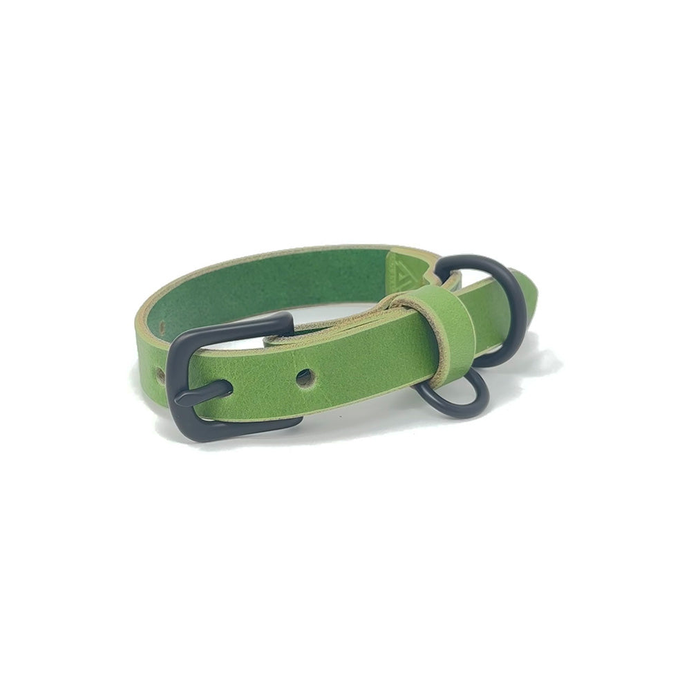 Last State Leather - Small Leather Collar - Green/Black