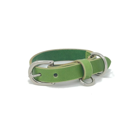 Last State Leather - Small Leather Collar - Green/Nickel