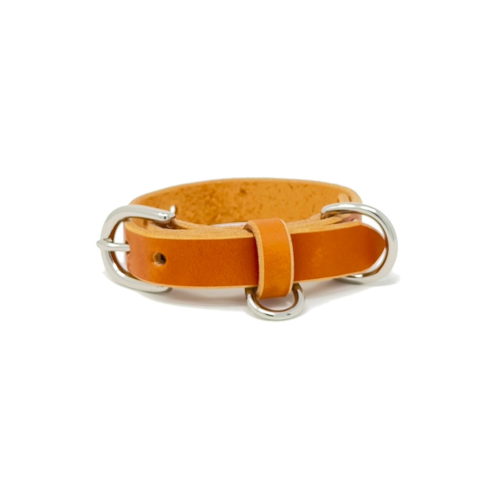 Last State Leather - Small Leather Collar - Tan/Nickel