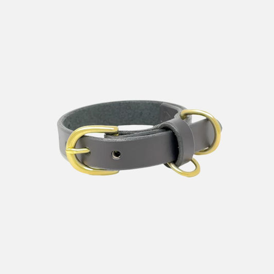 Last State Leather - X Small Leather Collar - Black/Brass