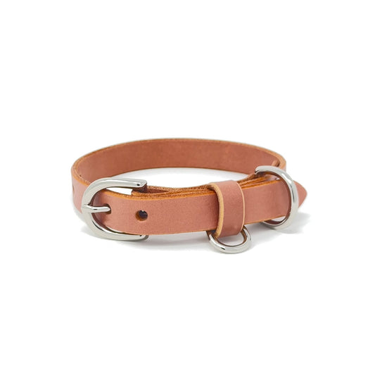 Last State Leather - X Small Leather Collar - Blush/Nickel