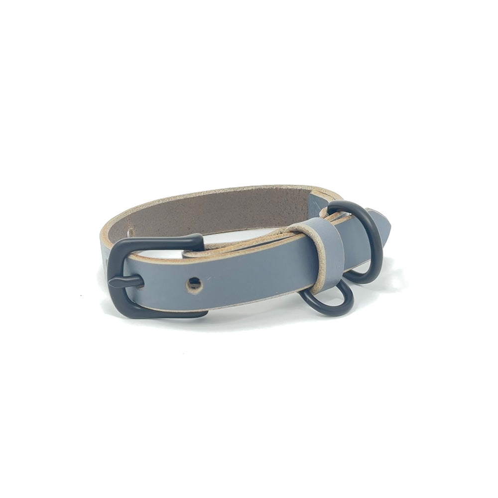 Last State Leather - X Small Leather Collar - Grey/Black