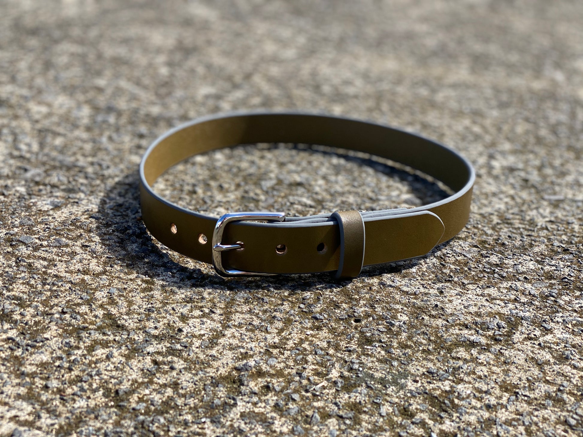 Last State Leather - Custom Mid 1.25" Belt - Olive/Grey