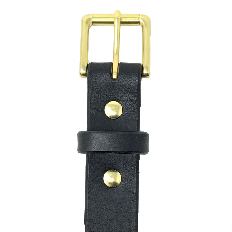 Last State Leather - Mid 1.25" Belt - Black/Brass - Front
