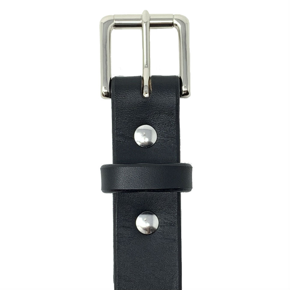 Last State Leather - Mid 1.25" Belt - Black/Nickel - Front