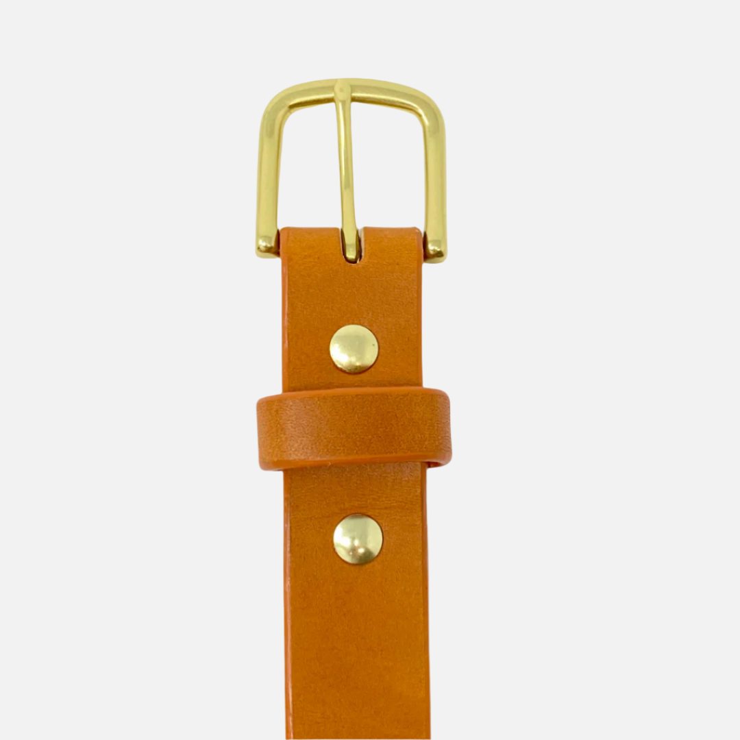 Last State Leather - Mid 1.25" Belt - Tan/Brass - Front