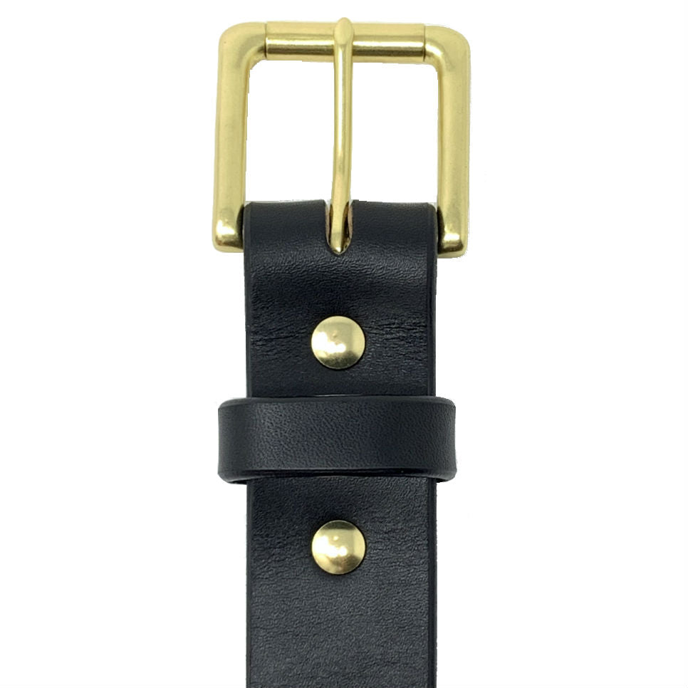 Last State Leather - Paniolo 1.5" Belt - Black/Brass - Front