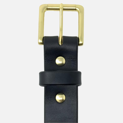 Last State Leather - Paniolo 1.5" Belt - Black/Brass - Front