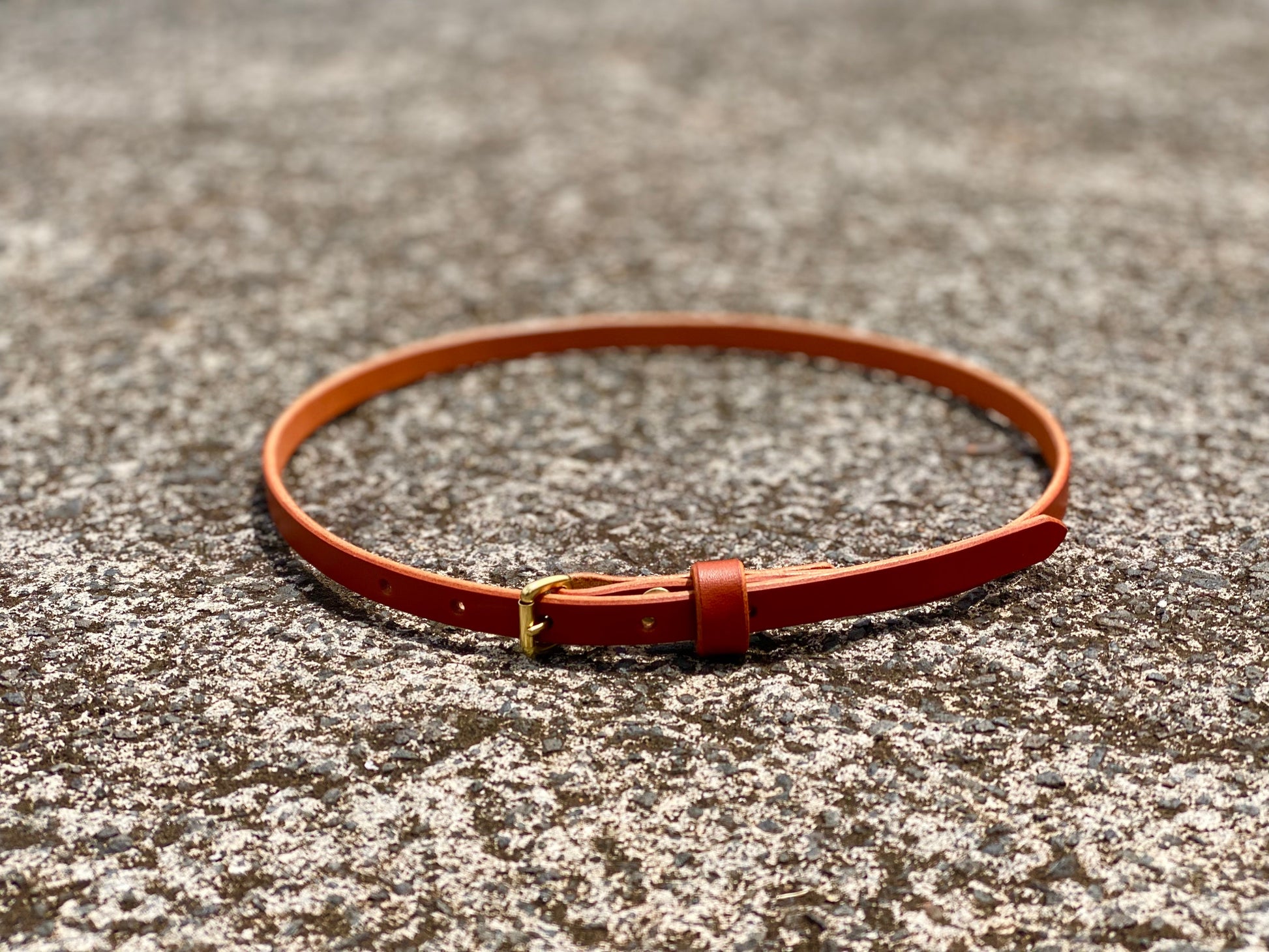 Last State Leather - Slim 0.5" Belt - Chestnut/Brass