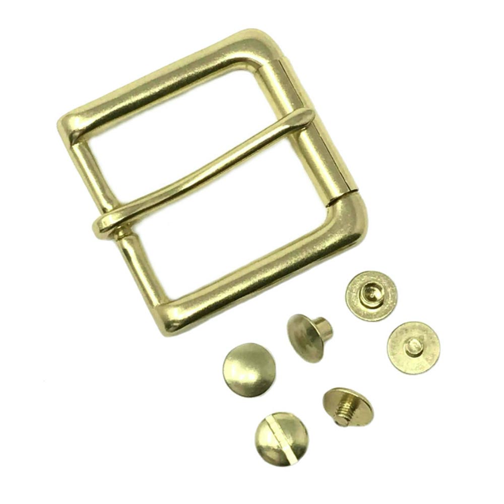 Last State Leather - 1.5" Buckle Set - Square Roller Bar - Brass