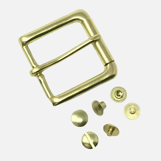 Last State Leather - 1.5" Buckle Set - Square Roller Bar - Brass