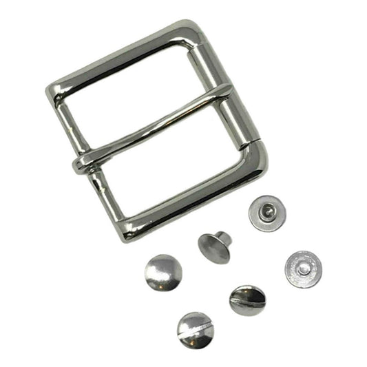 Last State Leather - 1.5" Buckle Set - Square Roller Bar - Nickel