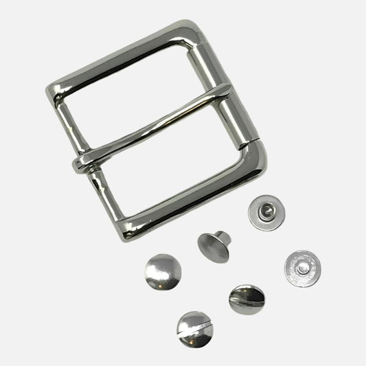 Last State Leather - 1.5" Buckle Set - Square Roller Bar - Nickel