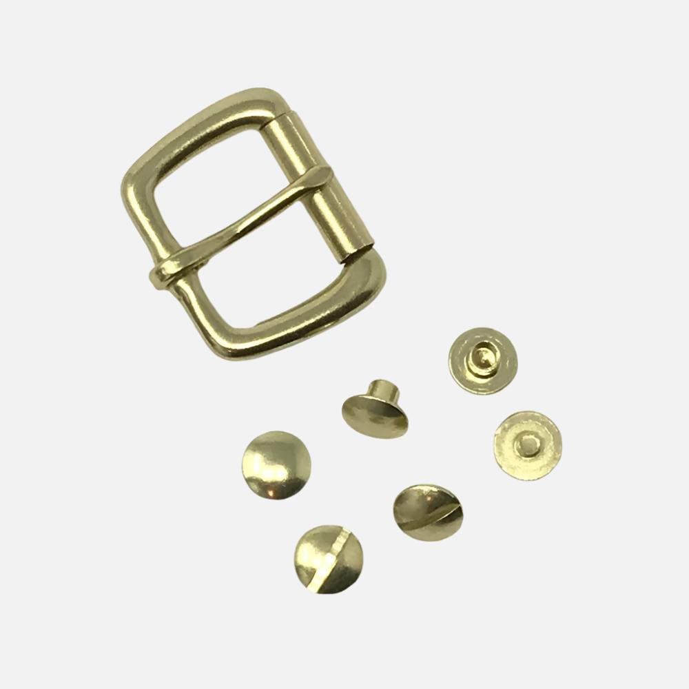 Last State Leather - 1" Buckle Kit - Square Roller Bar - Brass 