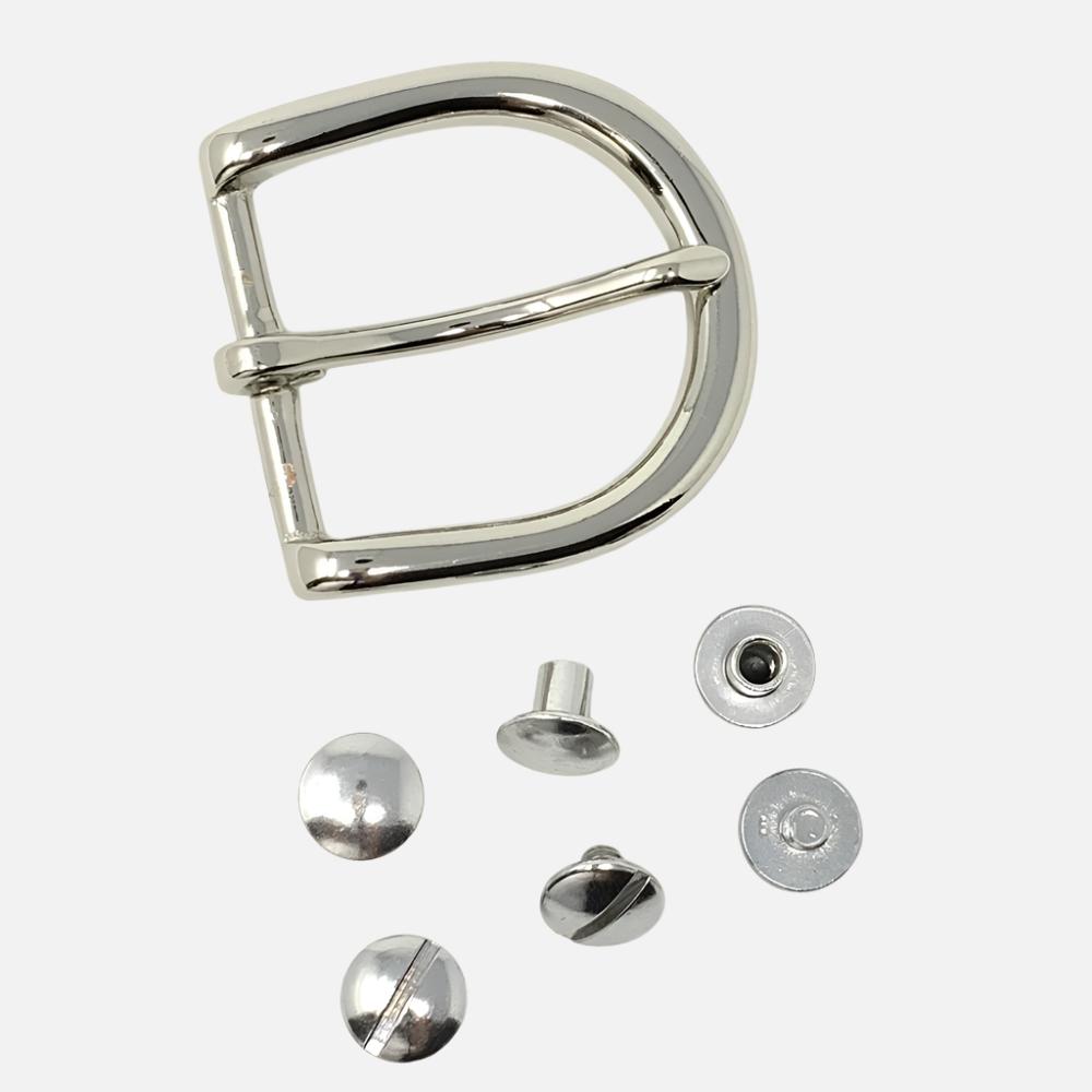 Last State Leather - 1.25" Buckle Kit - Round Heel Bar - Nickel