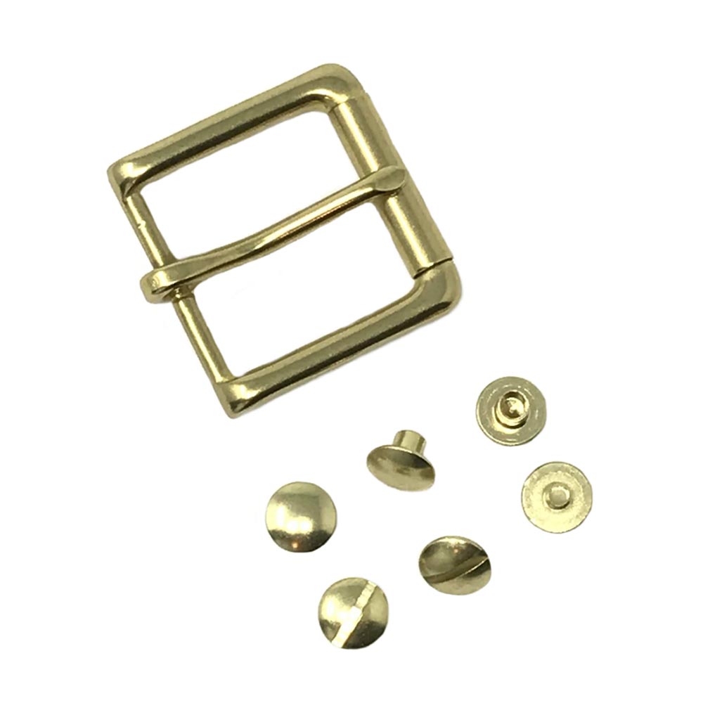 Last State Leather - 1.25" Buckle Kit - Square Roller Bar - Brass