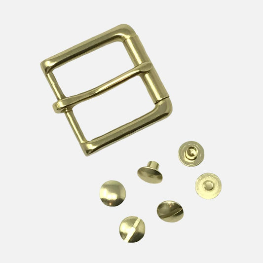 Last State Leather - 1.25" Buckle Kit - Square Roller Bar - Brass