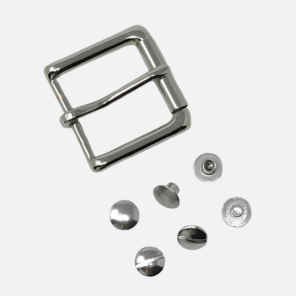 Last State Leather - 1.25" Buckle Kit - Square Roller Bar - Nickel