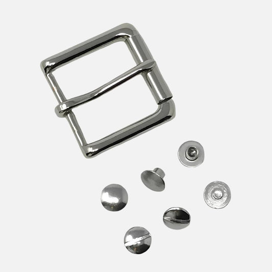 Last State Leather - 1.25" Buckle Kit - Square Roller Bar - Nickel